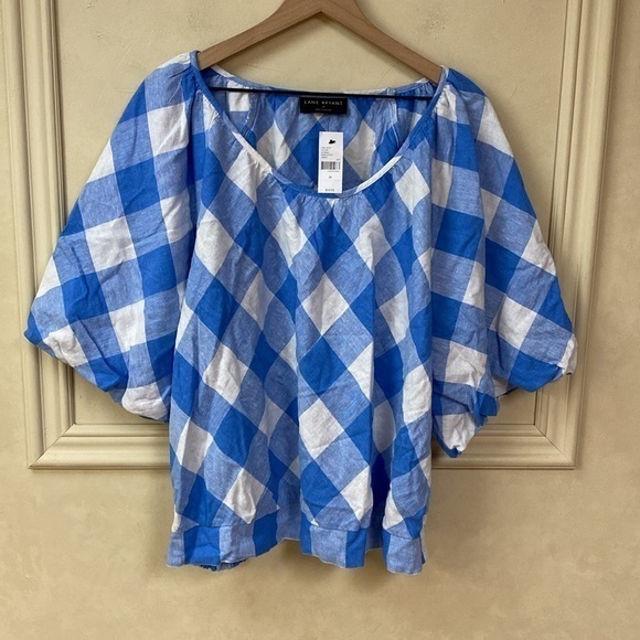 New! Lane Bryant Linen Blend Crop Balloon-Sleeve Top Plus size 24 - Picture 1 of 9